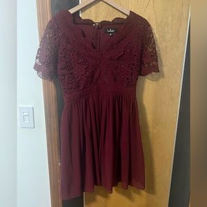 Red burgundy cocktail holiday dress winter formal